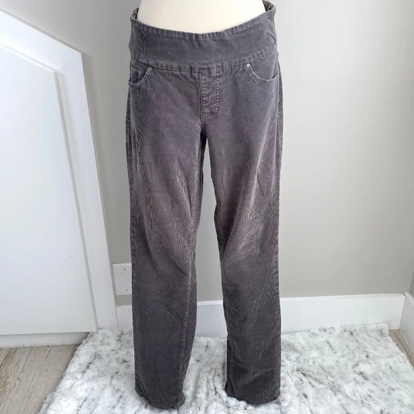 JAG High-Rise Straight Leg Pull-On Stretch Corduroy Pant in Gray - Size 8 - Picture 1 of 16
